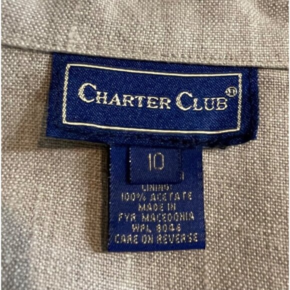 Charter Club Womens Size 10 Brown Linen Button Up Lined Jacket Pockets - Picture 10 of 12